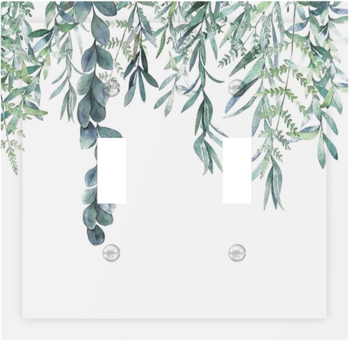 Eucalyptus Leaves Greenery Vine Flowers Simplicity Decorative Switch Plates 2 Gang Double Toggle