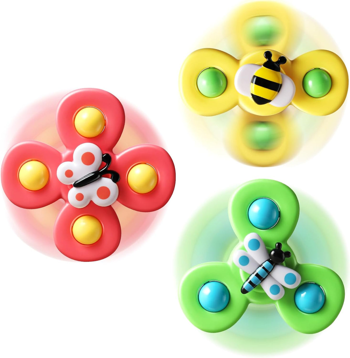 ALASOU 3PCS Suction Cup Spinner Toys for 1 Year Old Boy Girl|Spinning Tops Bath Toys for Kids Ages