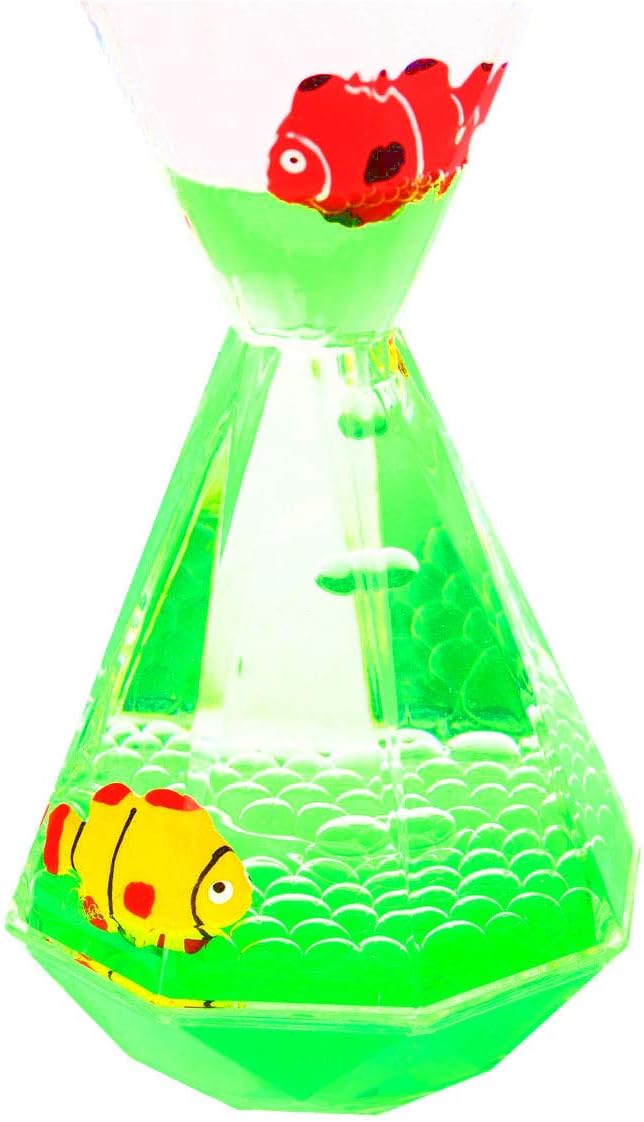 YUE MOTION Liquid Motion Bubbler with Floating Sea Creatures, Diamond Shaped Liquid Timer, Fidget