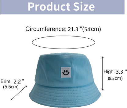 Kids Sun Hat Smile Face Bucket Hat for Girls Boys Summer Sun Protection Cotton Unisex Beach Cap