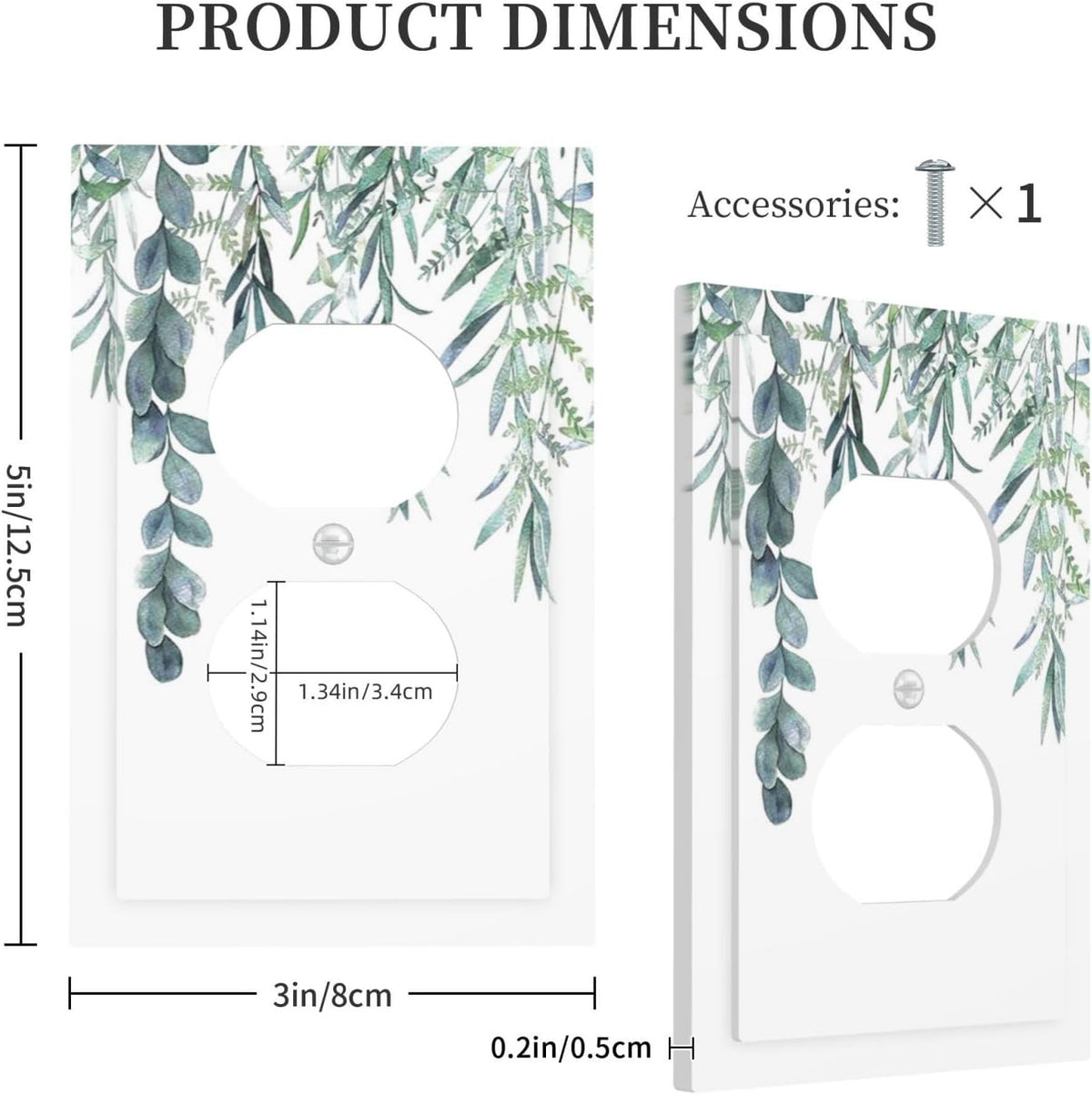 Eucalyptus Leaves Greenery Vine Flowers Simplicity Outlet Covers 1 Gang Duplex Light Switch Cover