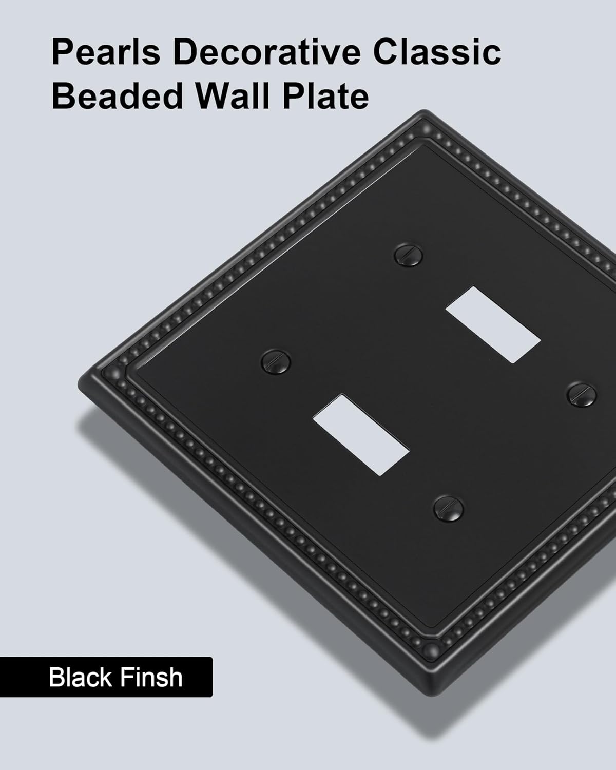 2-Pack Double Toggle Light Switch Cover Plate, Black Pearls Decorative Dual Switch Plate Covers, 2