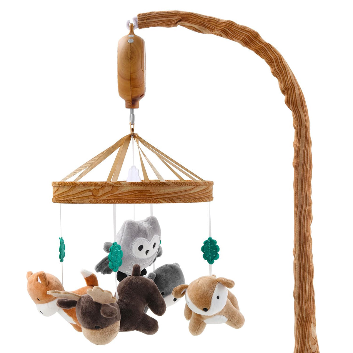 The Peanutshell Crib Mobile for Boys or Girls - Woodgrain Musical Baby Crib Mobile with 12
