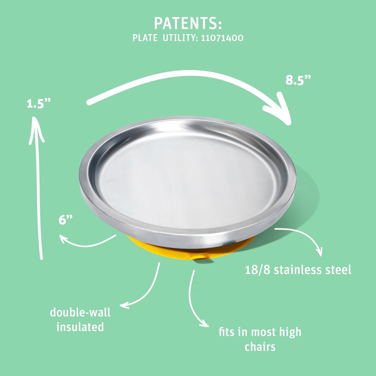 Avanchy Open Baby Plates with Suction – Stainless Steel Divided Plates for Toddlers, BPA-Free