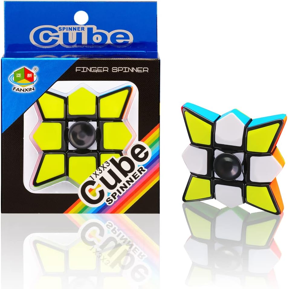 Magic Spinner Cube 2 in 1 Stickerless Brain Teasers Magic Puzzle Spinning Top Cube Rotatable Stress