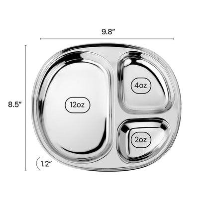 Ahimsa Stainless Steel Kids Plates - Divided Toddler Plates, Pediatrician Designed, Non Toxic