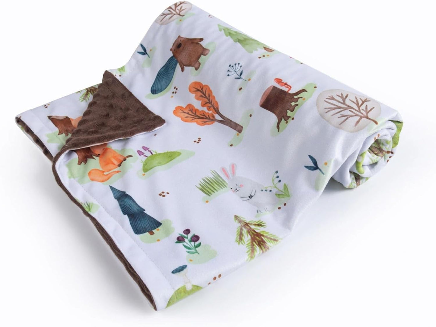 Baby Blanket for Boys Girls Soft Minky with Double Layer Dotted Backing, Primary Forest Printed 30