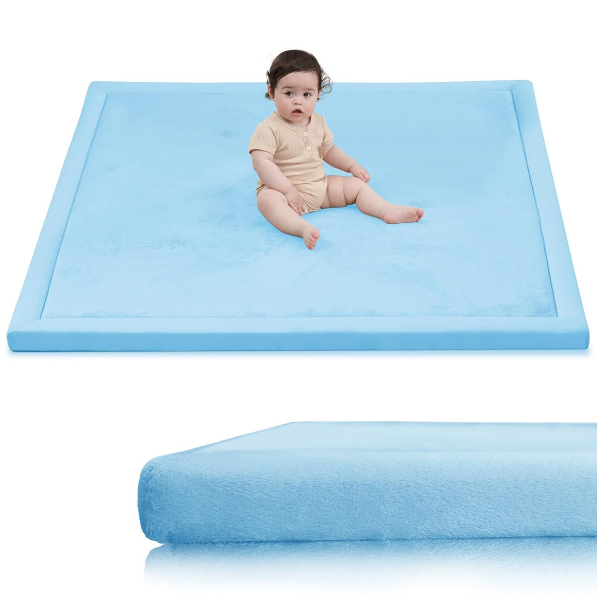 Baby Play Mat for Floor,1.3" Thick Elasti-Foam 50x50 Playpen Mat for Toddlers Infant