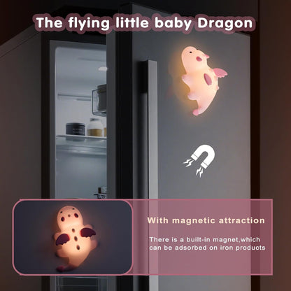 Cute Baby Dragon Kids Night Light for Kids,Cute Soft Silicone Lamp 3 Level Dimmable Changing
