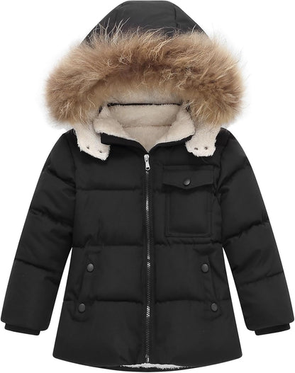 Toddler Winter Coat Baby Jacket Snow Boy Hoodie Puffer Girl Fleece Clothes 1-5T