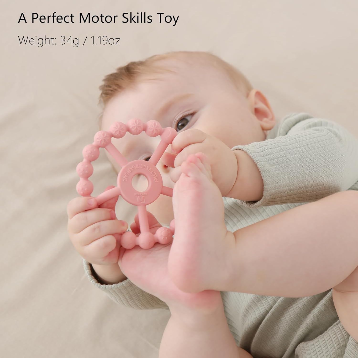 3 Pack Ring Teether Baby Infant Toys, Baby Essentials, Silicone Teething Ring Toys for Babies 0-6