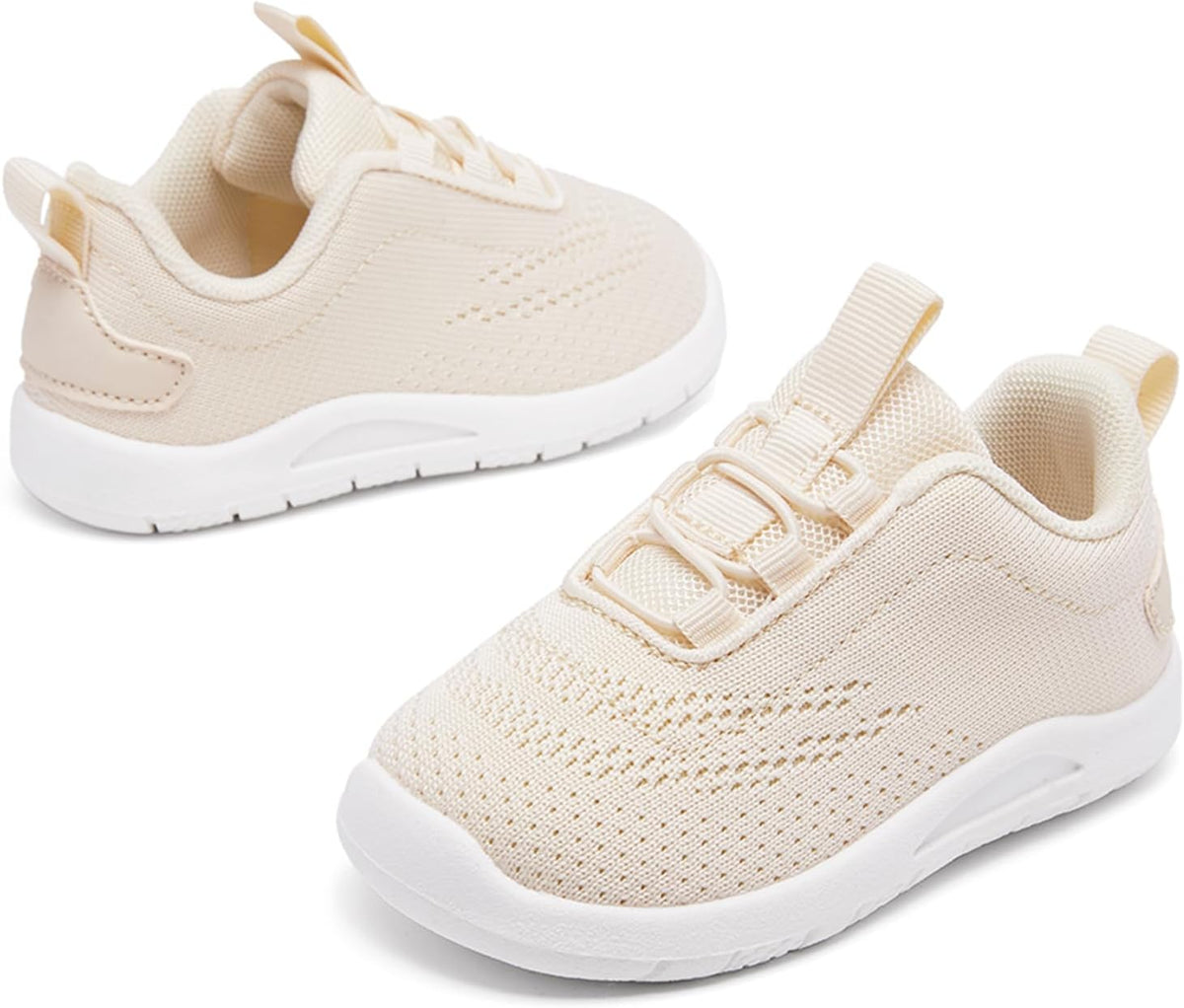 MORENDL Toddler Slip On Sneakers Baby Walking Shoes Non-Slip Breathable Unisex Pink Mesh Lace-Up