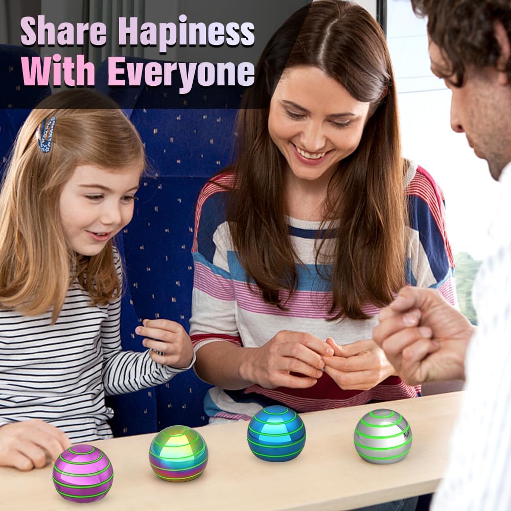 Luminous Desk Spinning Ball Toys for Kids Adults, Metal Optical Illusion Fidget Spinner Kinetic
