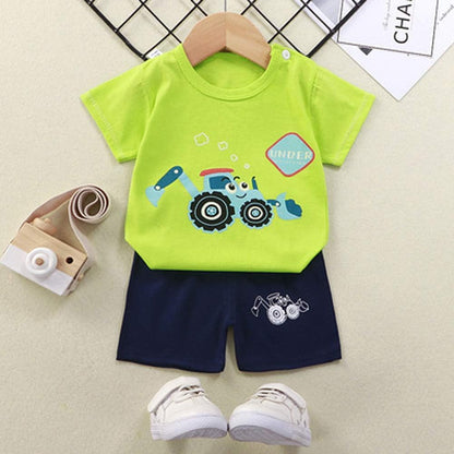 Baby Toddler Boys 4 Pieces T-shirts and Shorts Dinosaur Tops & Shorts Summer Outfits