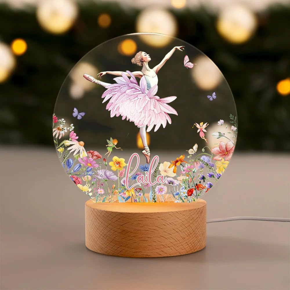 callie Acrylic Night Light Name Plate Personalized, Custom Cute Fox Deer Turtle Forest Animal with