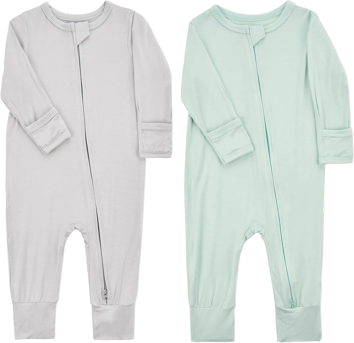 Aablexema Baby Footless Pajamas Zipper with Mitten, Rayon from Bamboo, Infant Long Sleeve Romper Pjs