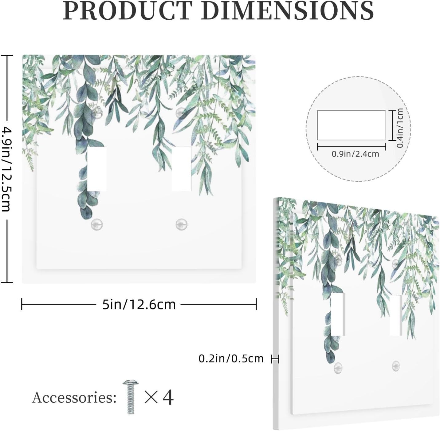 Eucalyptus Leaves Greenery Vine Flowers Simplicity Decorative Switch Plates 2 Gang Double Toggle