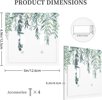 Eucalyptus Leaves Greenery Vine Flowers Simplicity Decorative Switch Plates 2 Gang Double Toggle