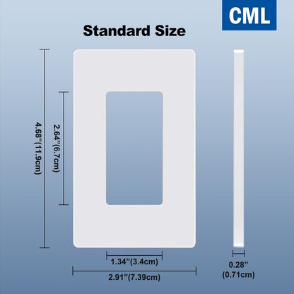 CML 80 Pack Matte White Decorator Screwless Wall Plate, 1-Gang Outlet Covers and Switch Plates