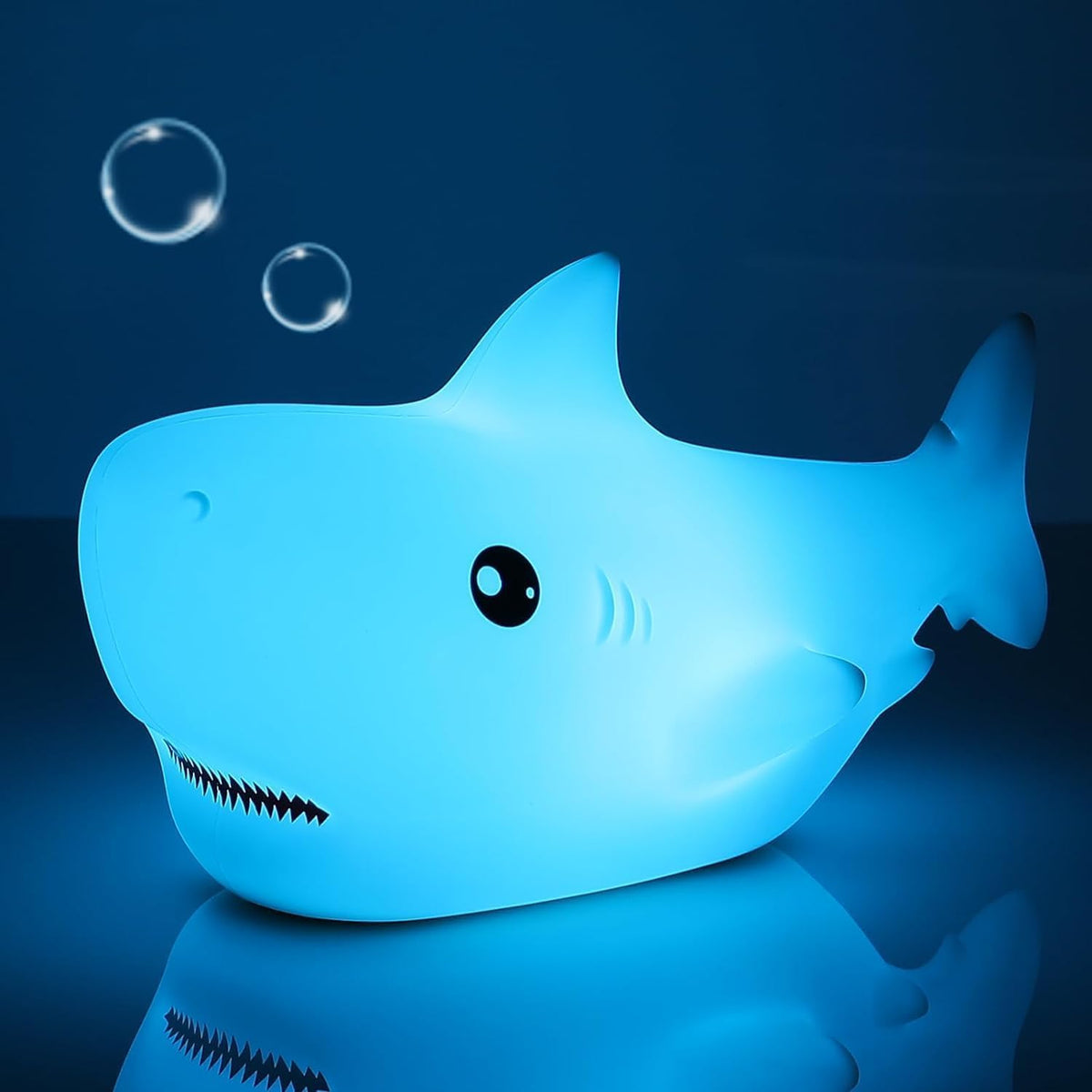 LOVERUIS Shark Night Light for Children, 7 Color Changing LED Portable Touch Baby Lamp, USB