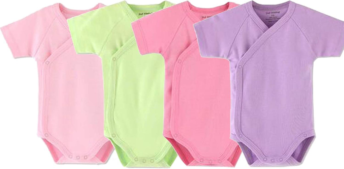 Baby Boys Girls Short Sleeves Kimono Clothes Cotton Baby Side-Snap Bodysuit Pack of Baby Layette Set