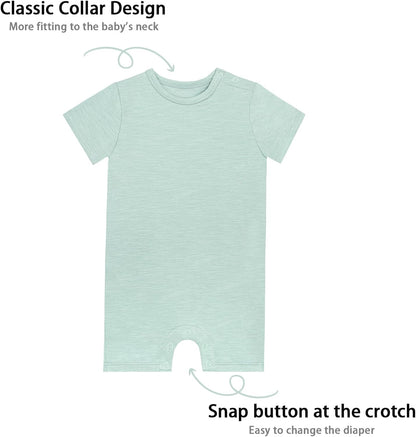 GUISBY Baby Short Sleeve Bodysuit Snap Crotch Closure Cotton Pajamas for Baby 3-Packs