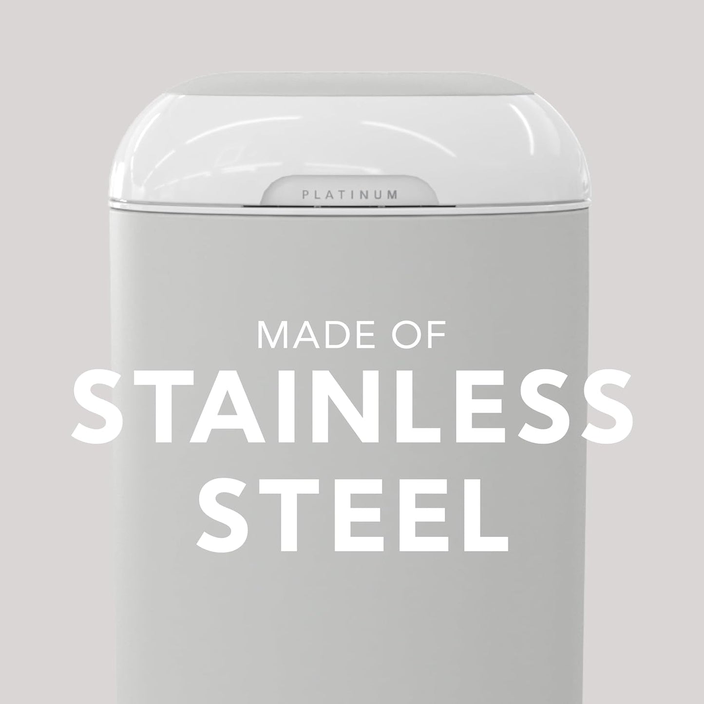 Diaper Genie Platinum Pail (Stone Grey) is Made in Durable Stainless Steel and Includes 1 Easy Roll