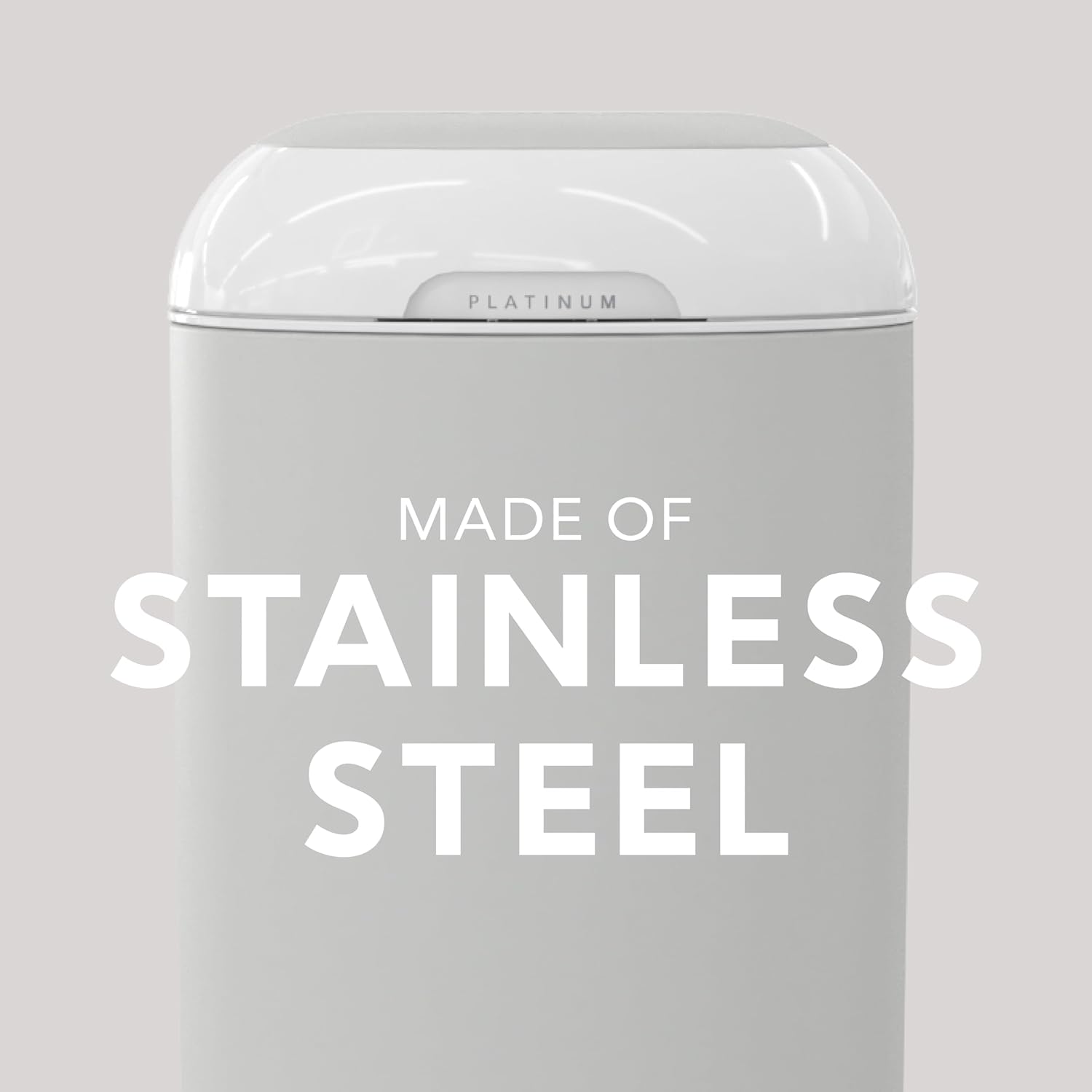 Diaper Genie Platinum Pail (Stone Grey) is Made in Durable Stainless Steel and Includes 1 Easy Roll