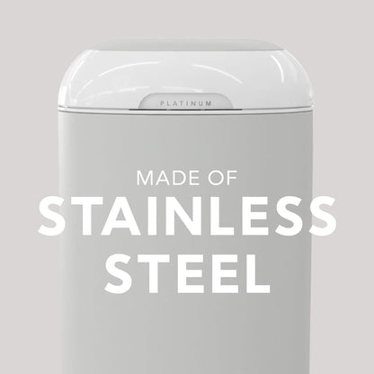 Diaper Genie Platinum Pail (Stone Grey) is Made in Durable Stainless Steel and Includes 1 Easy Roll