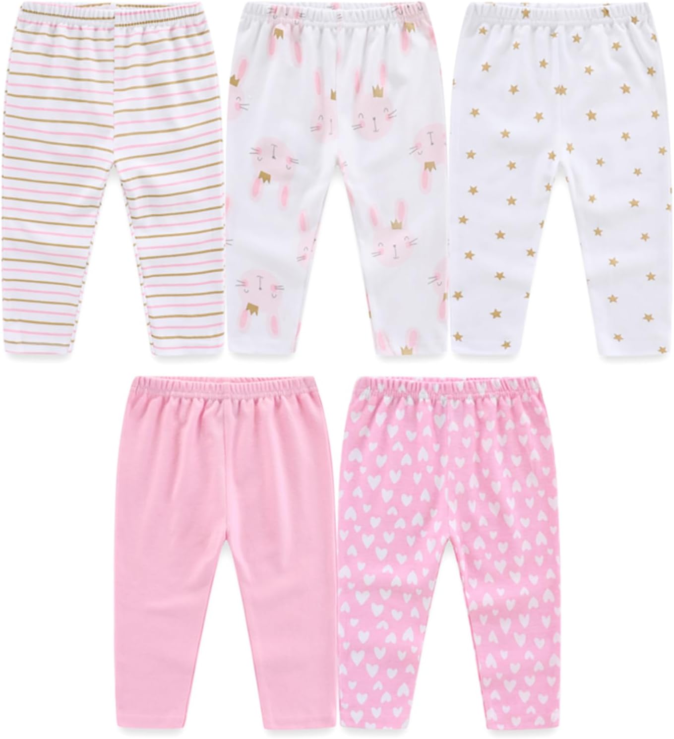 Unisex Baby Boy Girl Pants Sets Cotton Soft Infants Bottoms Casual 5 Pack 0-12 Month Babies'