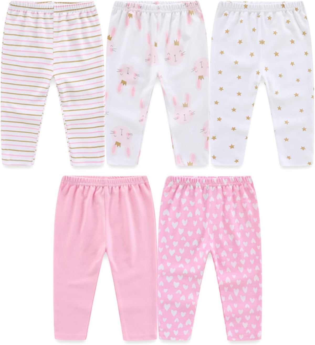 Unisex Baby Boy Girl Pants Sets Cotton Soft Infants Bottoms Casual 5 Pack 0-12 Month Babies'