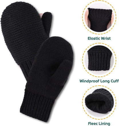 Basic Winter Baby Beanie Gloves Boys Girls Knitted Hat Pompom Kids Earflap Hats Warm Infant Toddler