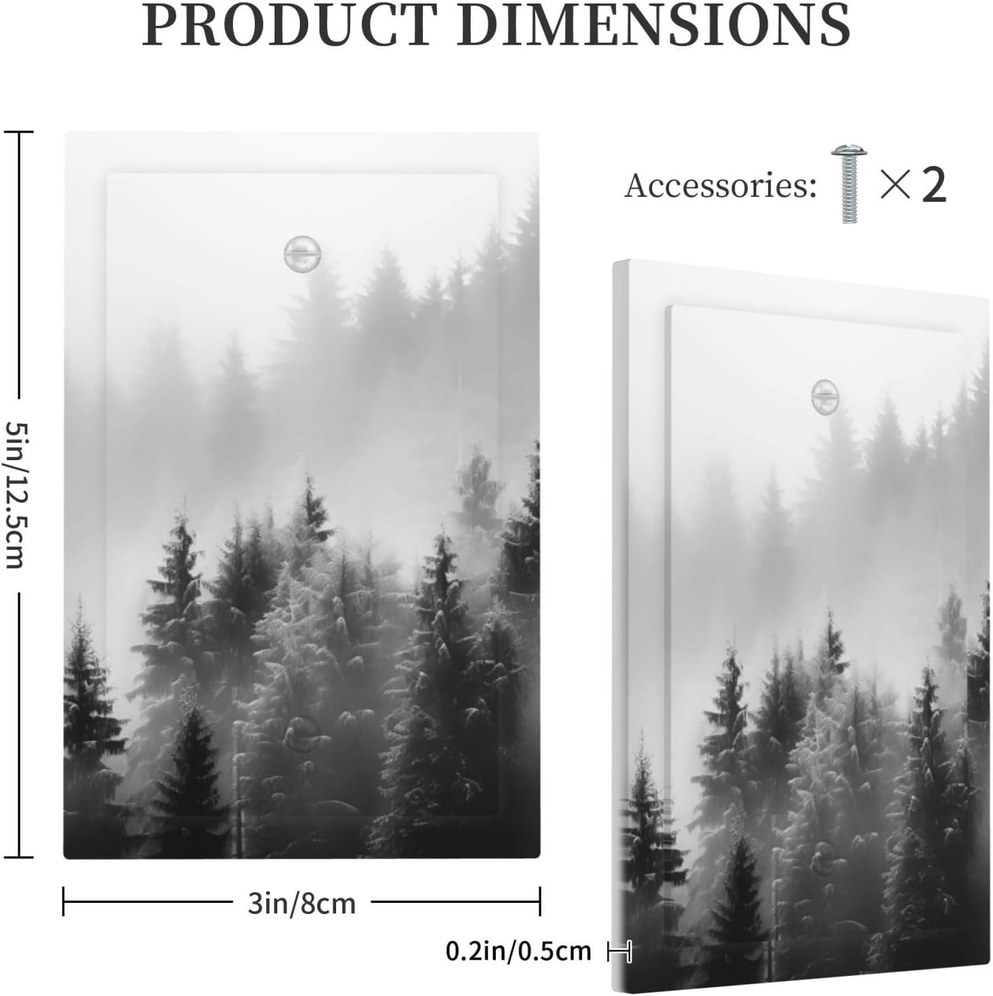 Foggy Forest Natural Scenery Retro Tree Pine Light Switch Cover Plate 1 Gang No Device Blank