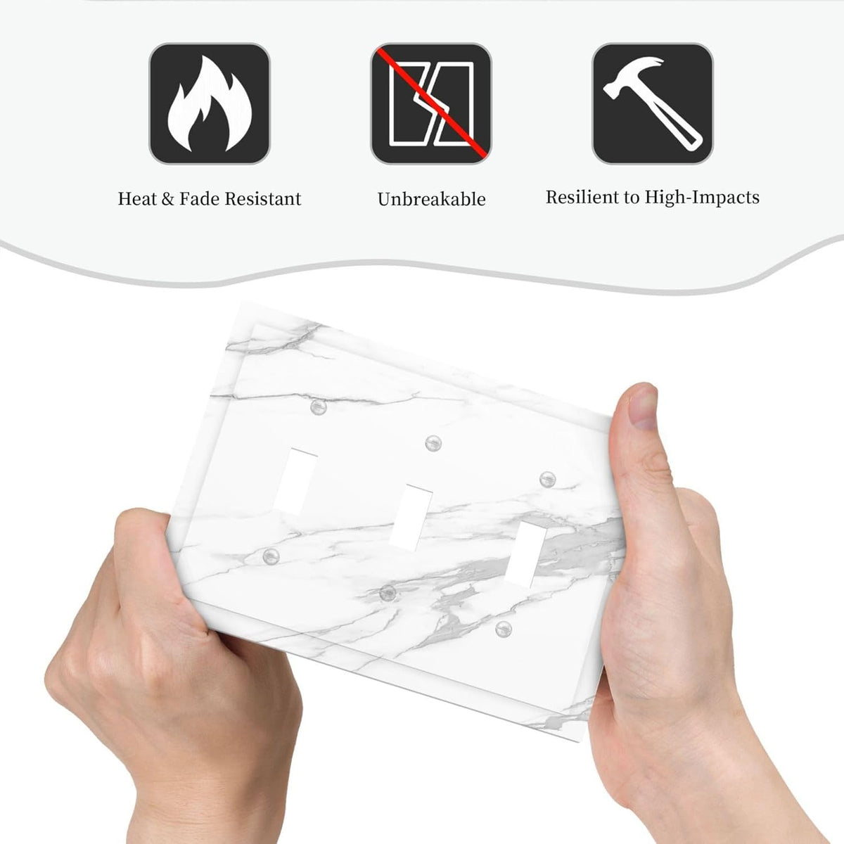 Decorative Switch Plates Modern White Gray Marble 3 Gang Wall Plate Triple Toggle Light Switch