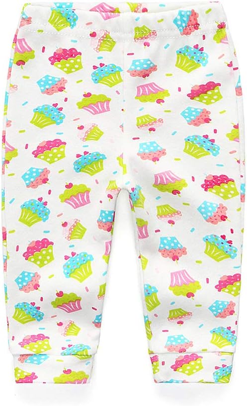 Unisex Newborn Baby Cotton 4-Pack Pants Embroidery Pringting Casual Leggings 0-24 Months for Boys