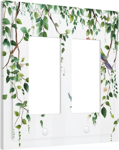 Decorative Outlet Covers Green Leaves Bird Eucalyptus Sage Plant 2 Gang Double Gfci Rocker