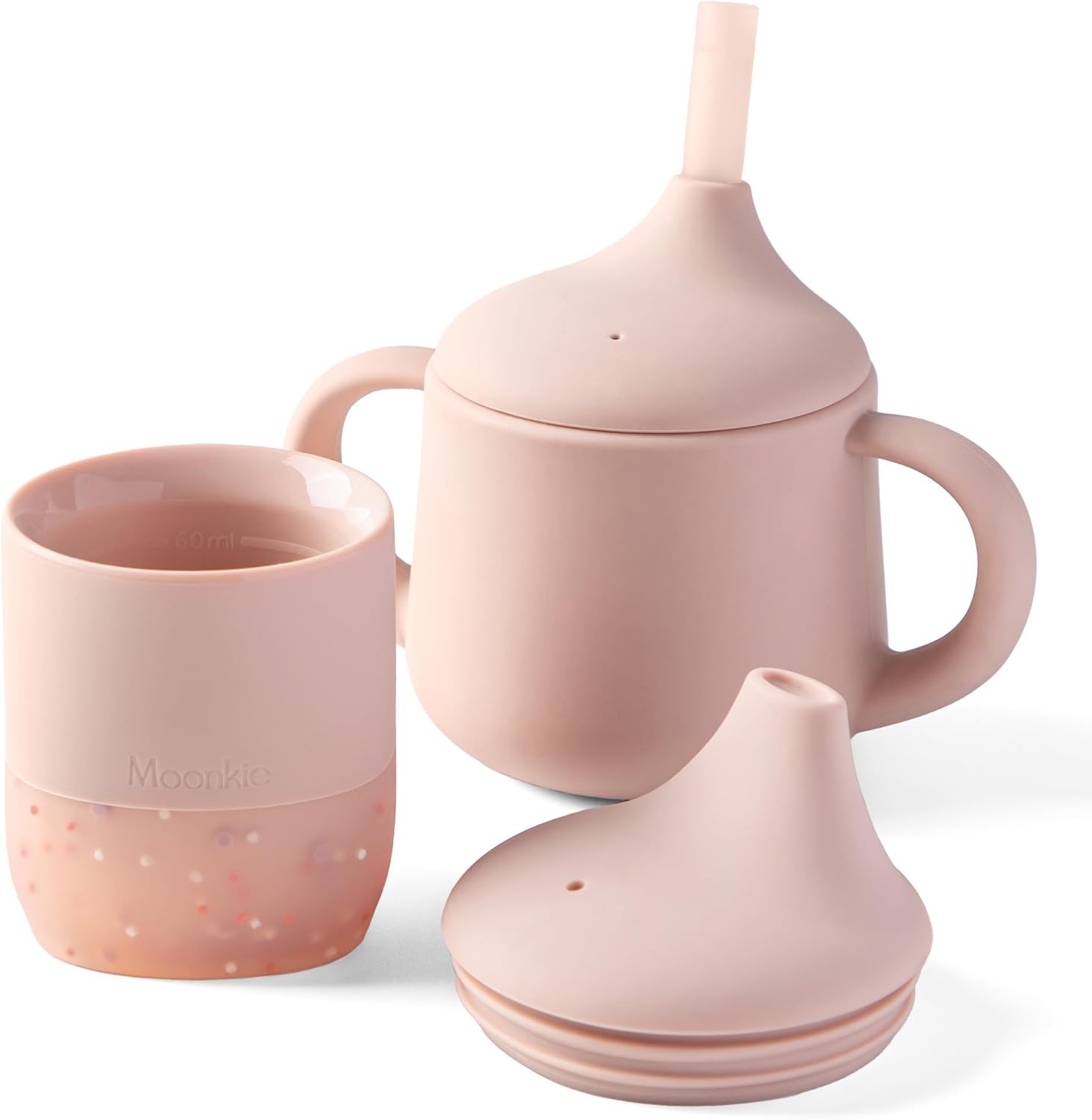 Moonkie Baby Training & Sippy Cup Set | 4 Months+ | Baby-Led Weaning Essential | Gift (Blush Cup