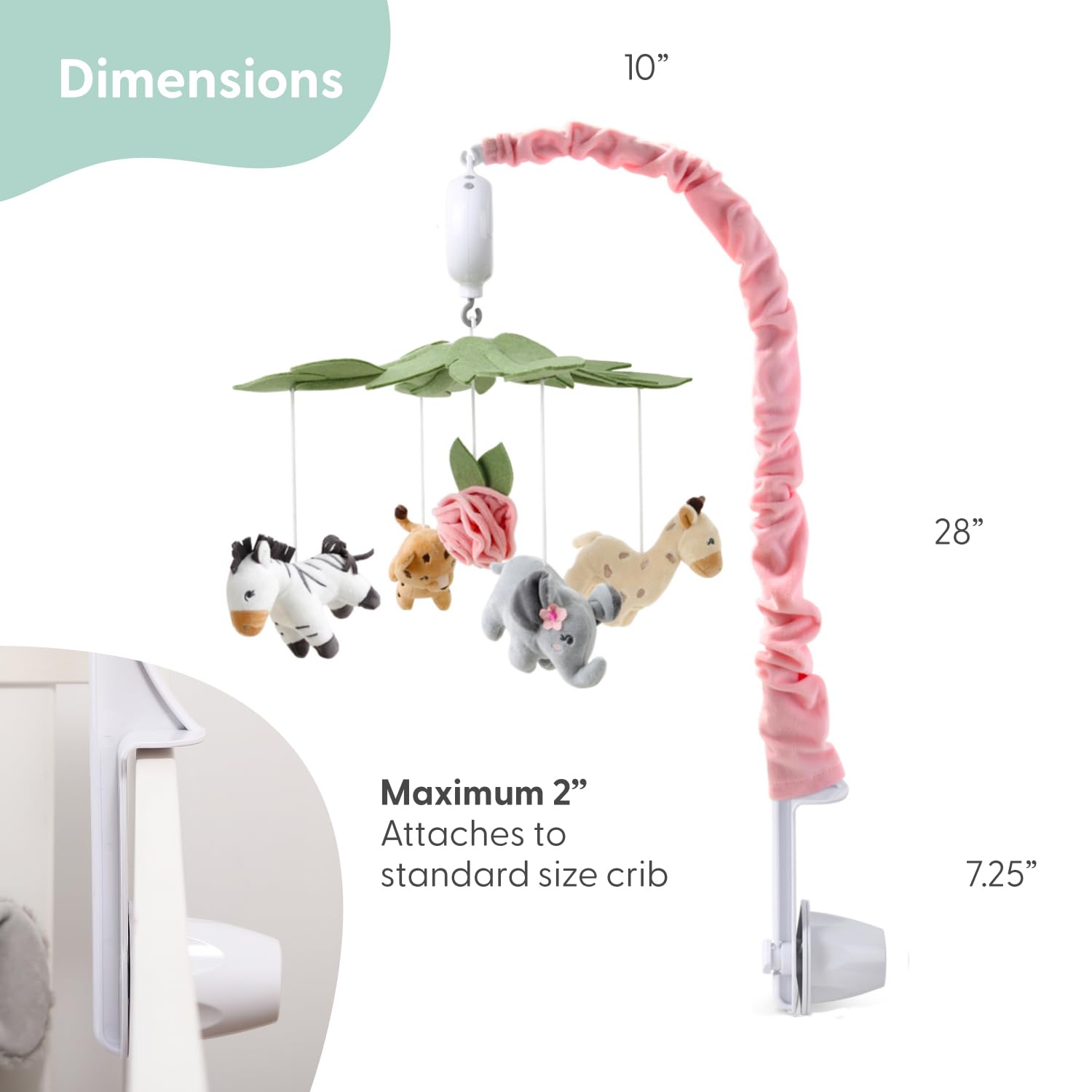 The Peanutshell Crib Mobile for Girls - Soft Pink Musical Baby Crib Mobile with 12 Lullabies, Cute