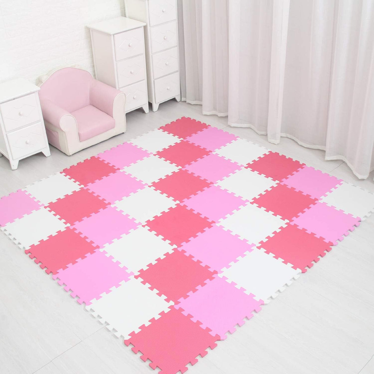 MQIAOHAM® 18 Pieces Puzzle Play Mats, Soft Baby Play Mat, Kids Interlocking Foam Floor Tiles