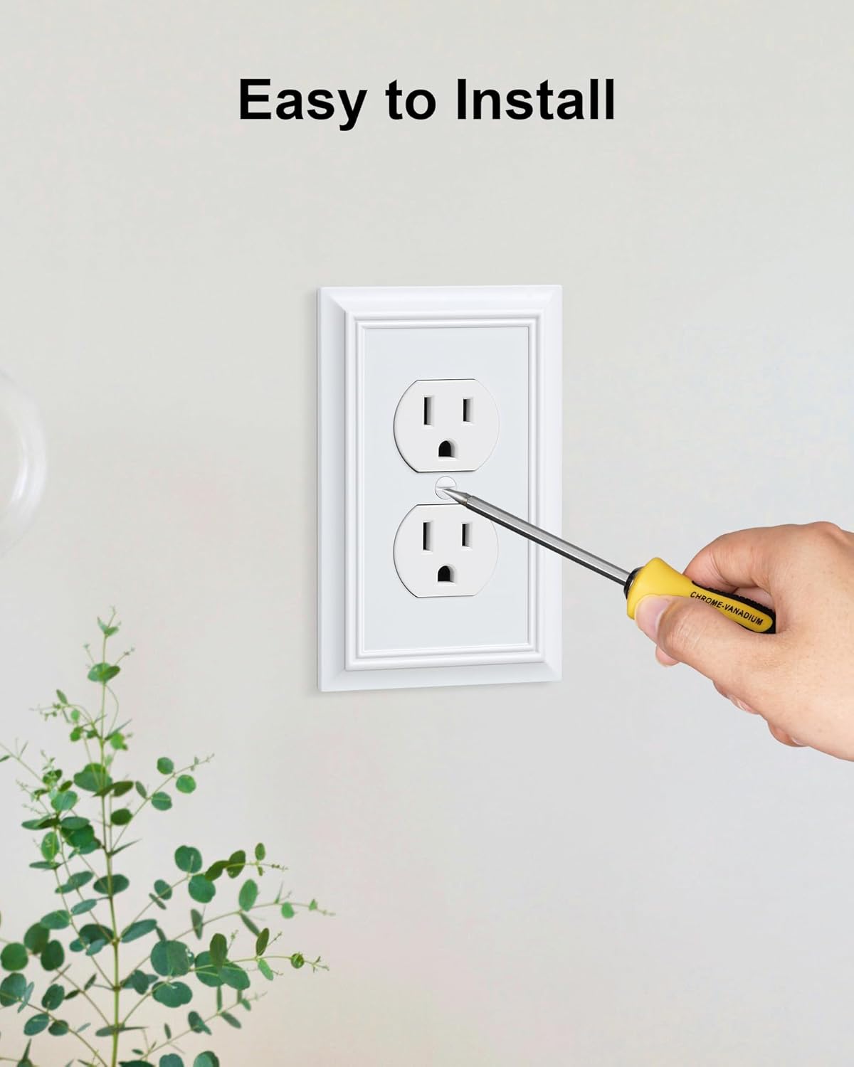 2-Pack Duplex Outlet Cover Plate, Decorative Pure White Switch Plates and Outlet Covers, Natural