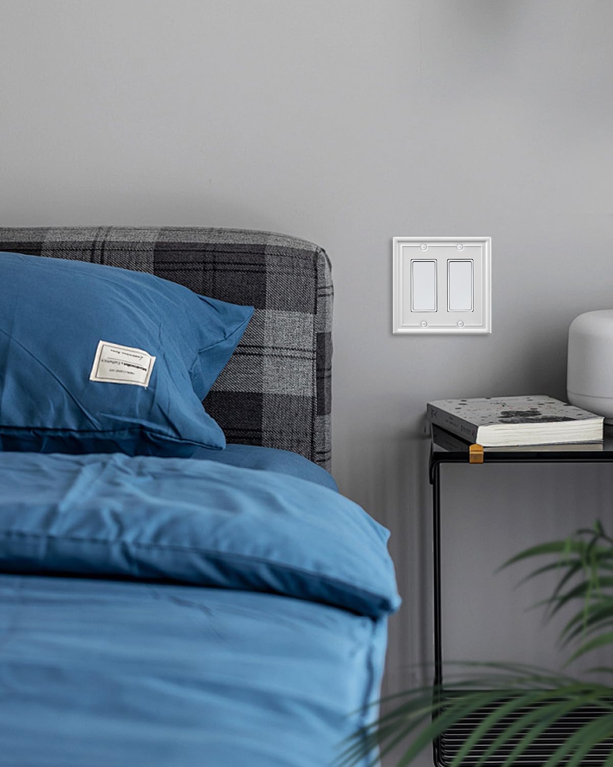 2-Pack Double Decorator Wall Plate, Off White Outlet Cover Plate for GFCI Outlet, Receptacle