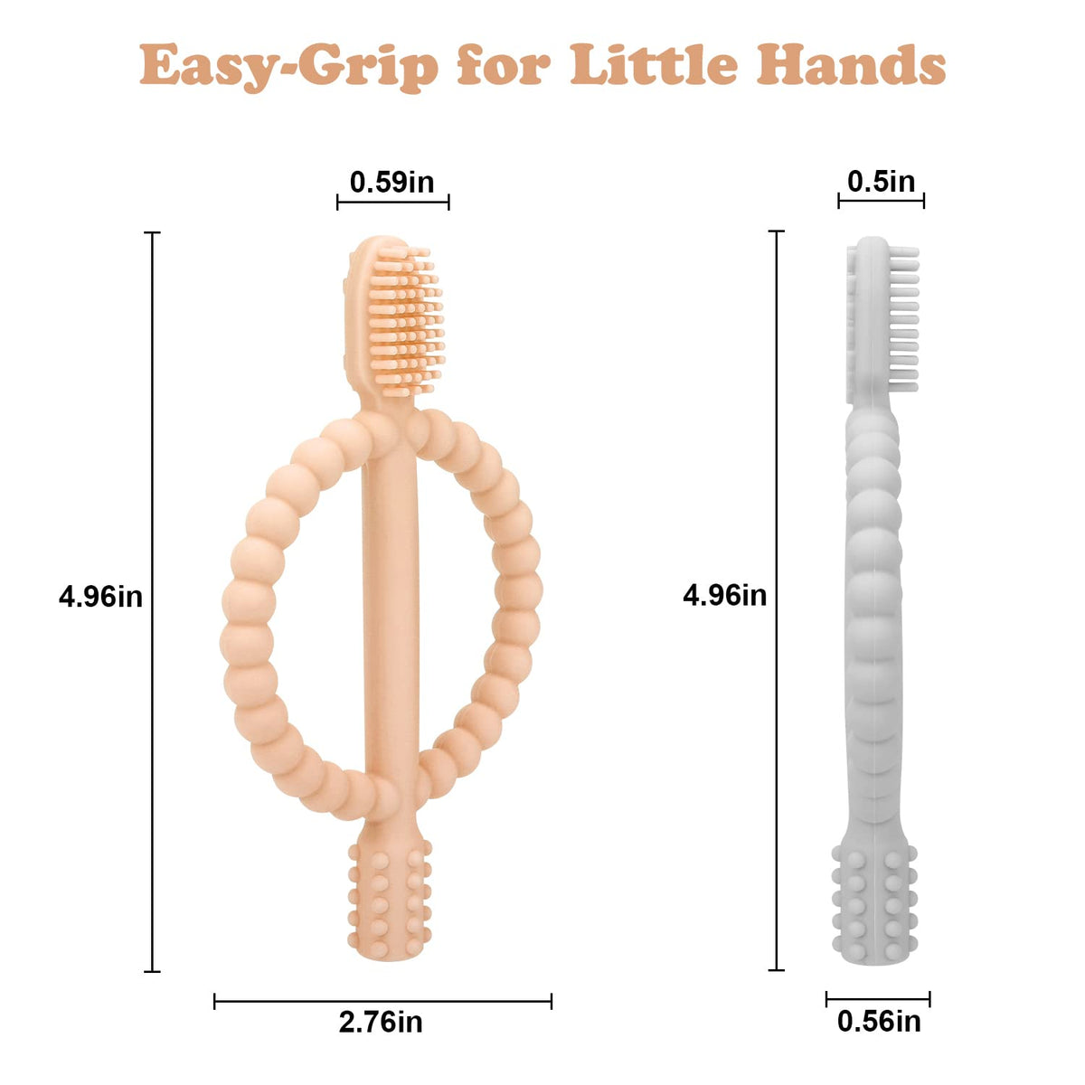 Baby Teething Toys with Easy-Hold Handle, Silicone Infant Toothbrush, Textured On Both Sides Helps