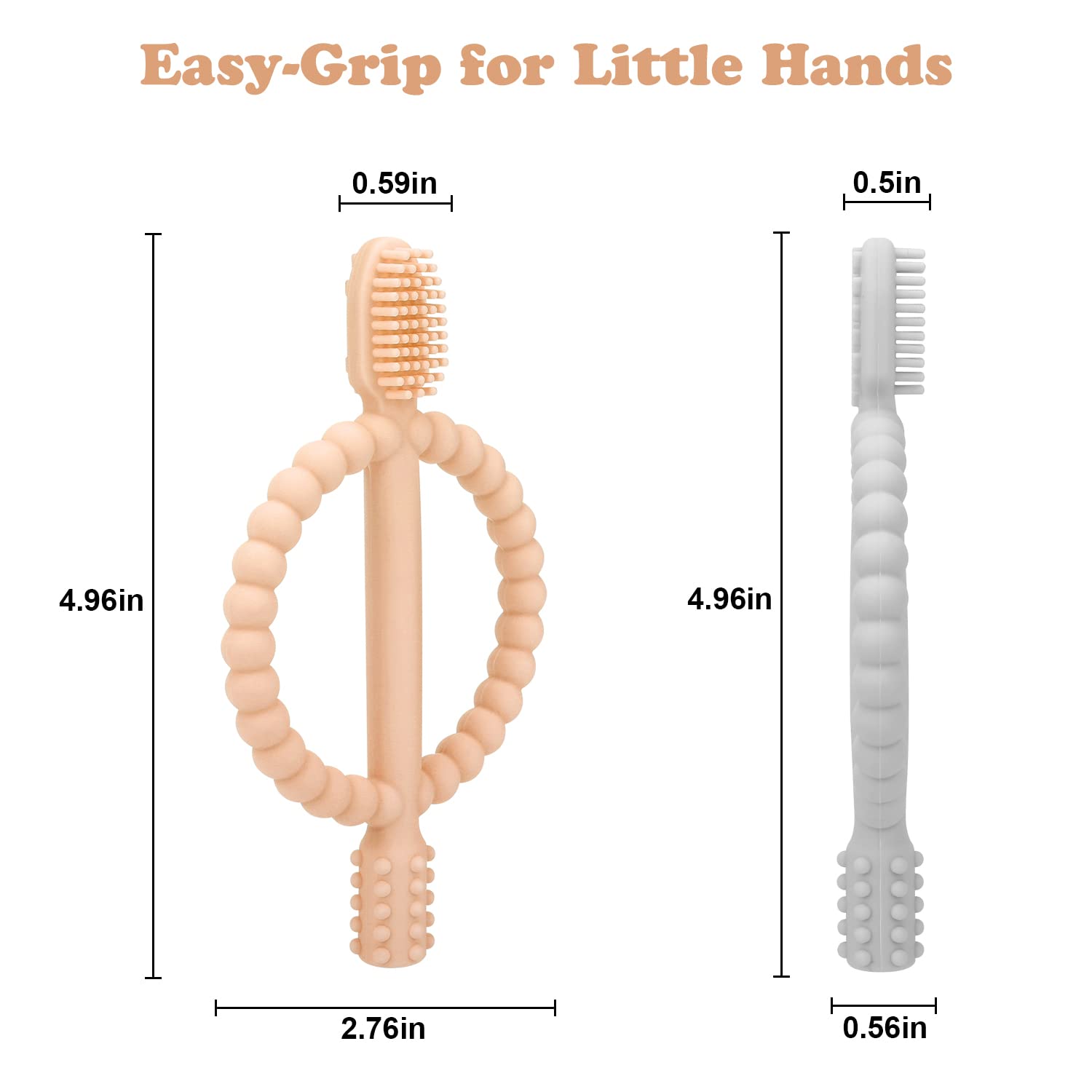 Baby Teething Toys with Easy-Hold Handle, Silicone Infant Toothbrush, Textured On Both Sides Helps