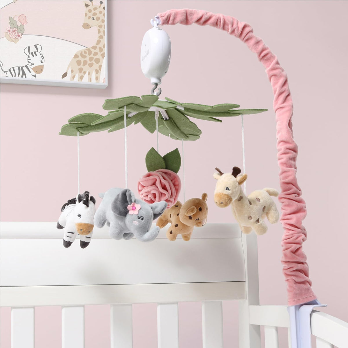 The Peanutshell Crib Mobile for Girls - Soft Pink Musical Baby Crib Mobile with 12 Lullabies, Cute