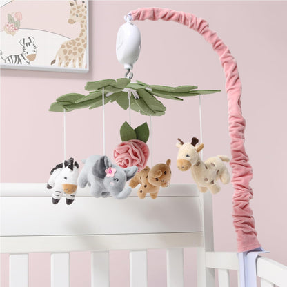 The Peanutshell Crib Mobile for Girls - Soft Pink Musical Baby Crib Mobile with 12 Lullabies, Cute