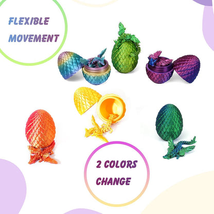 7" 3D Printed Dragon with Wings in Egg, Easter Basket Stuffers, Crystal Dragon Surprise in Eggs