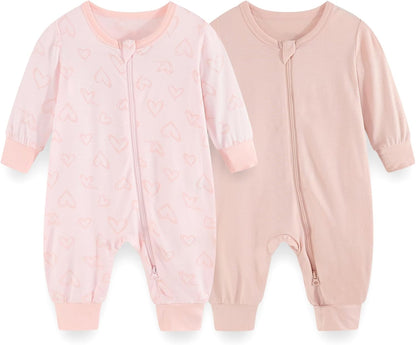 Unisex Rayon Made from Bamboo Zipper Baby Boy Girl Rompers 2 Pcak Long Sleeve Infants Jumpsuits New