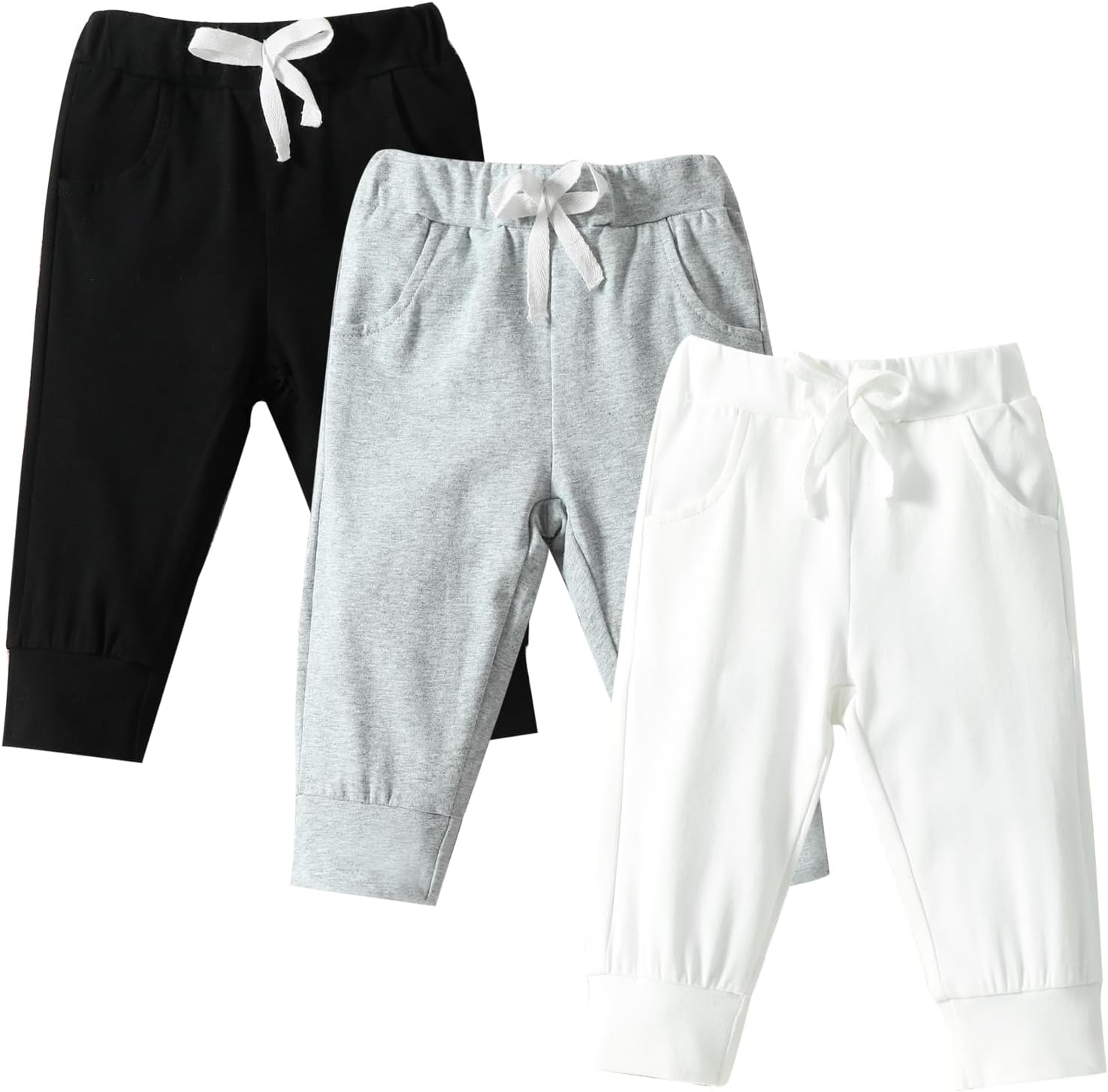 DREAM BUS Pack of 3 Toddler Jogger Pants with Pocket Toddler Boy Sweatpants Baby Boy Pants Infant