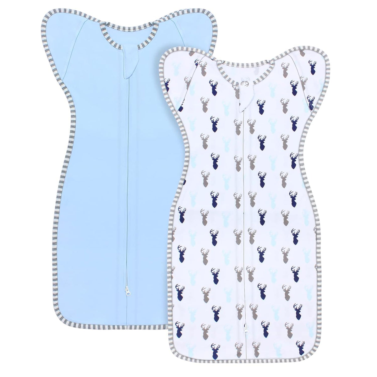 Transition Swaddle, Baby Sleep Sack 3-6 Months Arms up Swaddle 2-Way Zipper 100% Cotton Arms