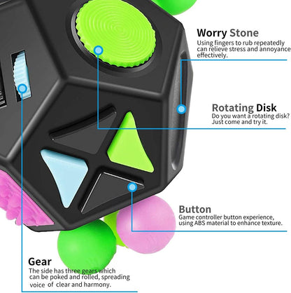 12 Sides Cube Toys,Fidget Toys Relieves Stress and Anxiety for Kids,Teens and Adults with